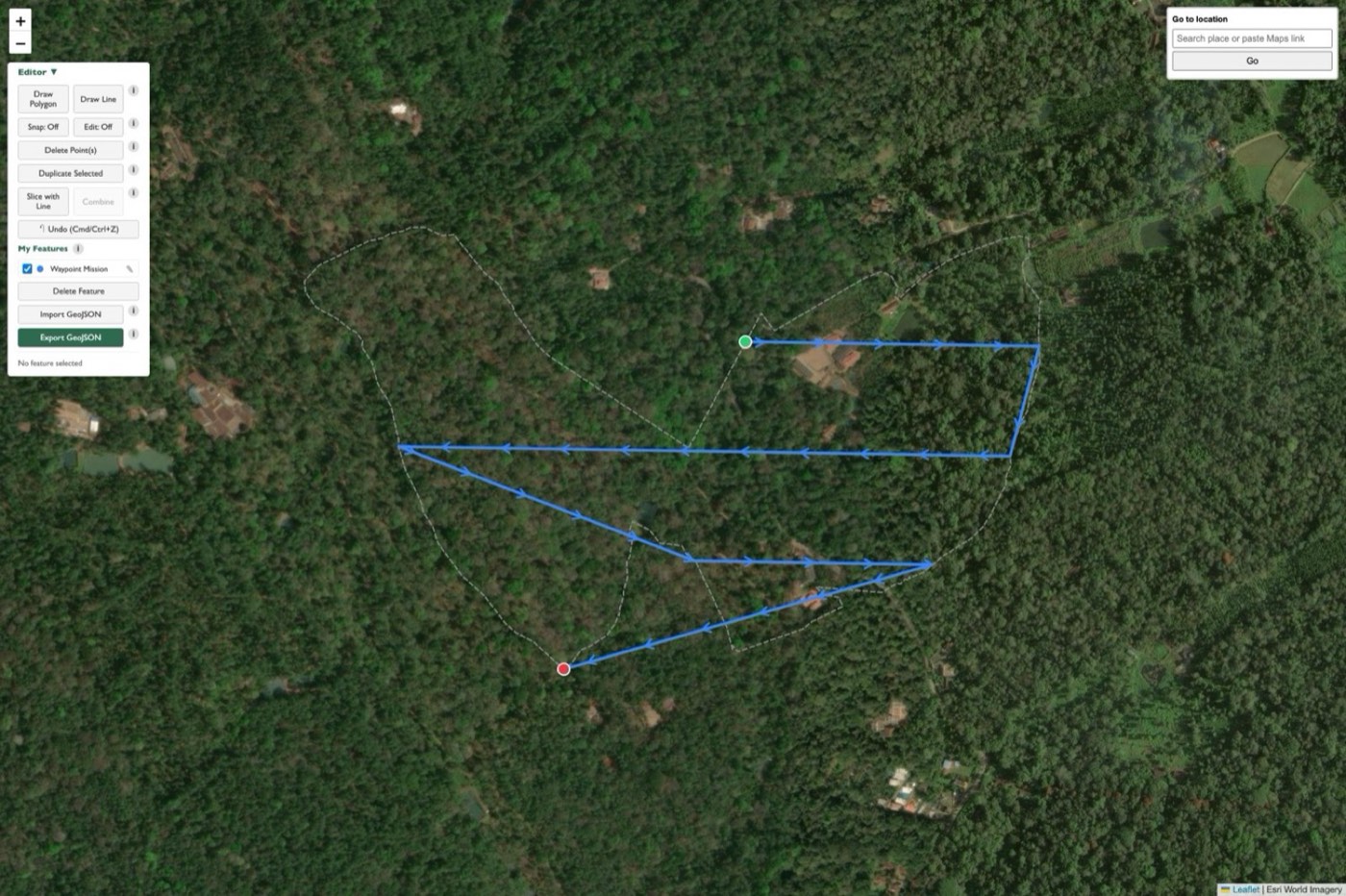Automated video flight path generated from the same boundary — constant speed and gimbal angle