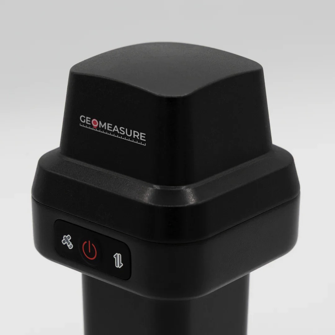 Close-up of a handheld GNSS/RTK receiver
